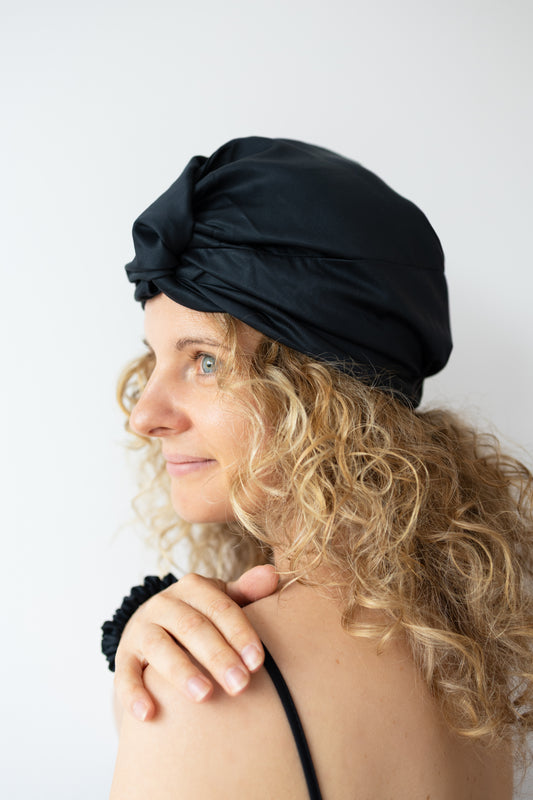The Ultimate 100% Bamboo Hair Bonnet - Raven Black