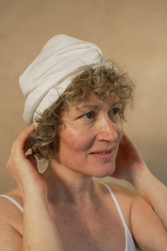 The Ultimate 100% Bamboo Hair Bonnet - Pearl White