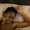 Woman laying on 100% bamboo pillowcase