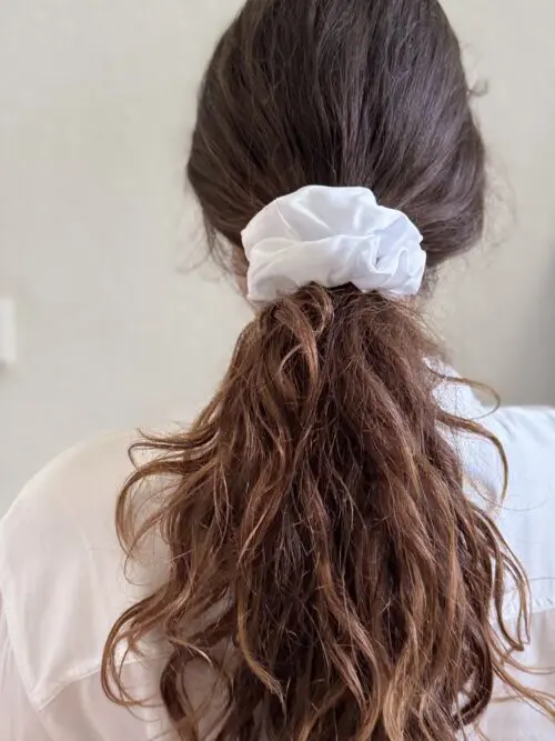 Pearl White Classic 100% bamboo scrunchie