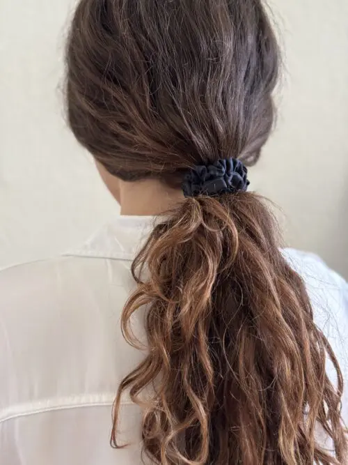 Raven Black Slim 100% bamboo scrunchie