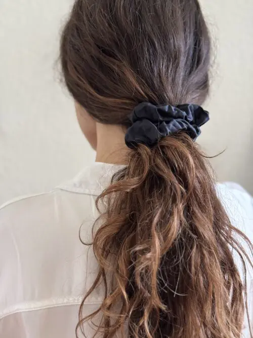 Raven Black Classic 100% bamboo scrunchie
